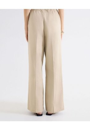 Pantalón Palazzo Cordón Integrado Para Mujer Beige Seven Seven