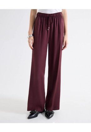 Pantalón Barrel Corte Curvo Para Mujer Vino Seven Seven