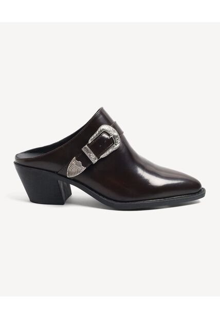 Botas Tipo Mules Western Con Hebilla  Para Mujer Café Seven Seven