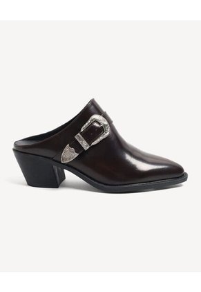 Botas Tipo Mules Western Con Hebilla Para Mujer Café Seven Seven
