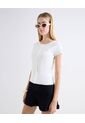 Camiseta Cuello Redondo Abotonada  Para Mujer Blanco Seven Seven de Seven Seven