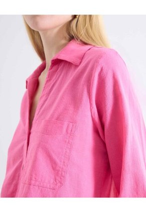 Blusa Camisera Bolsillo Funcional  Para Mujer Rosado Seven Seven