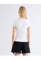 Camiseta Cuello Redondo Abotonada  Para Mujer Blanco Seven Seven de Seven Seven