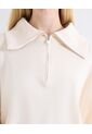 Saco Cuello Alto Half Zipper  Para Mujer Beige Seven Seven de Seven Seven