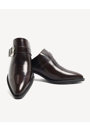 Botas Tipo Mules Western Con Hebilla Para Mujer Café Seven Seven
