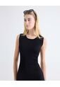 Vestido Punto Volante Fruncido  Para Mujer Negro Seven Seven de Seven Seven