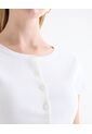 Camiseta Cuello Redondo Abotonada  Para Mujer Blanco Seven Seven de Seven Seven