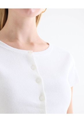 Camiseta Cuello Redondo Abotonada  Para Mujer Blanco Seven Seven