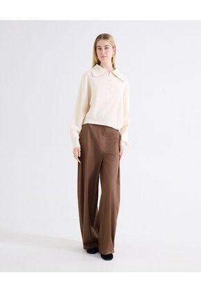 Saco Cuello Alto Half Zipper  Para Mujer Beige Seven Seven