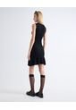 Vestido Punto Volante Fruncido  Para Mujer Negro Seven Seven de Seven Seven