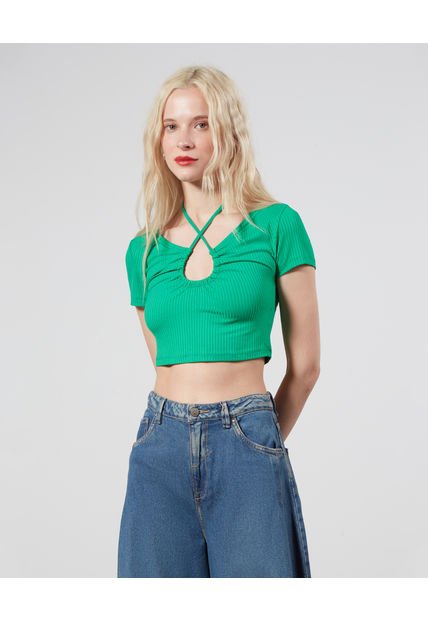 Camiseta Para Mujer Manga Corta Color Verde  Marca Seven Seven #28095380