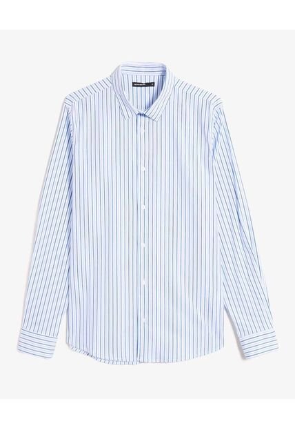 Camisa Para Hombre Manga Larga Sin Bolsillo Cuello Casual M Color Azul Marca Seven Seven #45012148