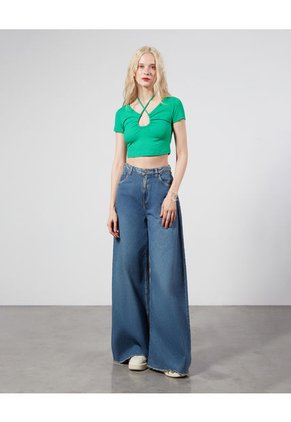 Camiseta Para Mujer Manga Corta Color Verde Marca Seven Seven #28095380