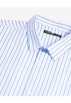 Camisa Para Hombre Manga Larga Sin Bolsillo Cuello Casual M Color Azul Marca Seven Seven #45012148