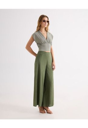 Camiseta Para Mujer Manga Corta Cuello V Color Verde Marca Seven Seven #28096444