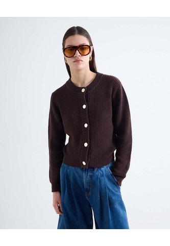 Saco Chunky Cuello Redondo  Para Mujer Café Seven Seven Seven Seven