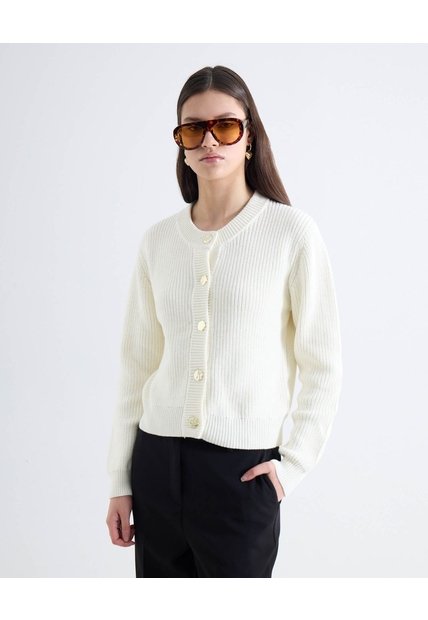 Saco Chunky Cuello Redondo  Para Mujer Crudo Seven Seven