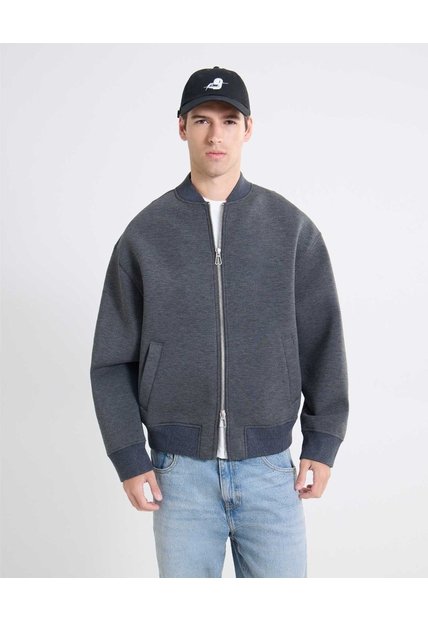 Chaqueta Bomber De Diseño Urbano  Para Hombre Gris Seven Seven