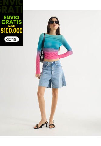 Short Para Mujer Multiusos Plano Color Azul Marca Seven Seven #28191088 Seven Seven