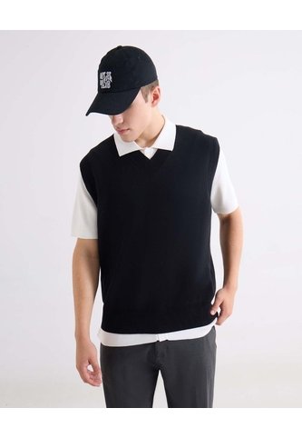 Chaleco Tejido En Punto Suave  Para Hombre Negro Seven Seven Seven Seven