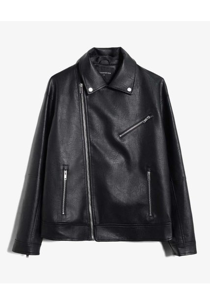 Chaqueta Biker En Pu  Para Hombre Negro Seven Seven