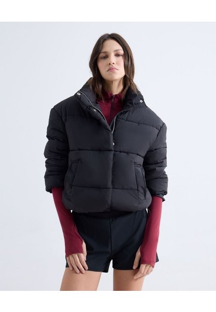 Chaqueta Acolchada Cuello Alto  Para Mujer Negro Seven Seven