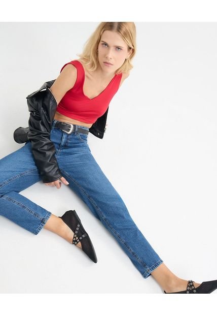 Jean Para Mujer Mom Color Azul Medio Marca Seven Seven #28160922