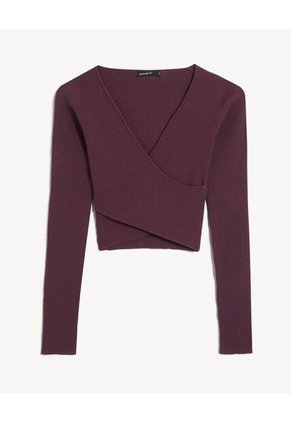 Camiseta Para Mujer Manga Larga Cuello V Color Uva Marca Seven Seven #28096421