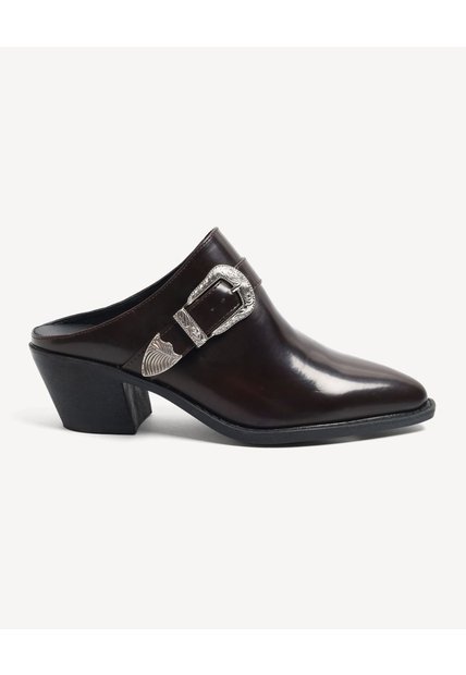 Botas Tipo Mules Western Con Hebilla  Para Mujer Café Seven Seven