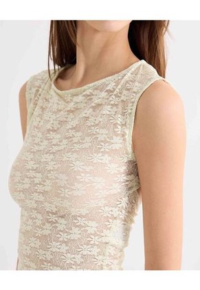 Camiseta Para Mujer Manga Corta Cuello Redondo Color Beige Marca Seven Seven #28096445