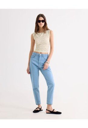 Camiseta Para Mujer Manga Corta Cuello Redondo Color Beige Marca Seven Seven #28096445