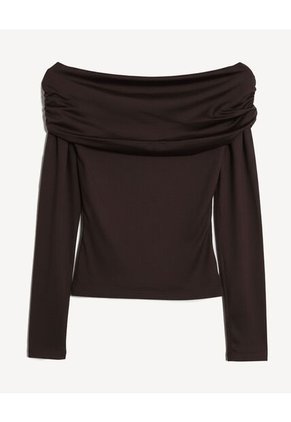 Camiseta  Para Mujer Manga Larga Moda Color Café Marca Seven Seven #28096639