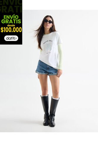 Short Para Mujer Multiusos Plano Color Azul Marca Seven Seven #28191076 Seven Seven