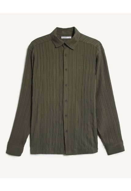 Camisa Para Hombre Manga Larga Sin Bolsillo Cuello Casual M Color Verde Marca Seven Seven #45012165
