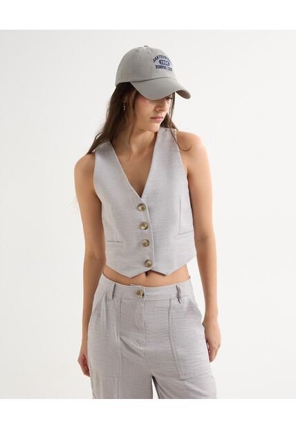 Chaleco Para Mujer  Color Crema Marca Seven Seven #28250127