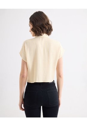 Blusa Camisera Crop Top  Para Mujer Beige Seven Seven