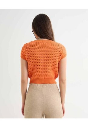 Camiseta Para Mujer Manga Corta Cuello Redondo Color Naranja Marca Seven Seven #28096268