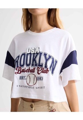 Camiseta Para Mujer Manga Corta Cuello Redondo Color Blanco Marca Seven Seven #28096413