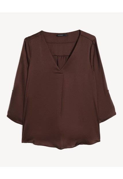 Blusa Cuello V Mangas Ajustables  Para Mujer Celeste Seven Seven