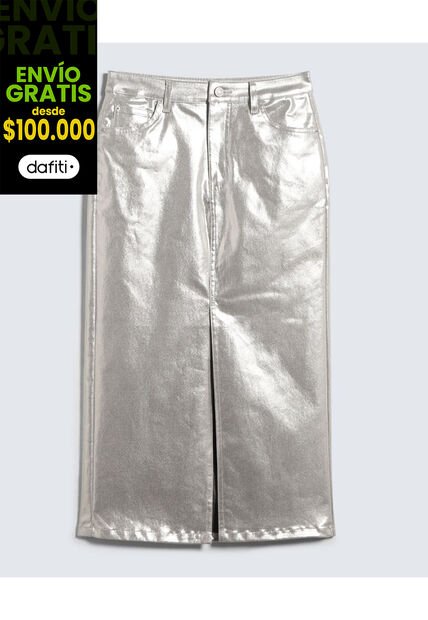 Falda Para Mujer Largo Color Plata Marca Seven Seven #28140875