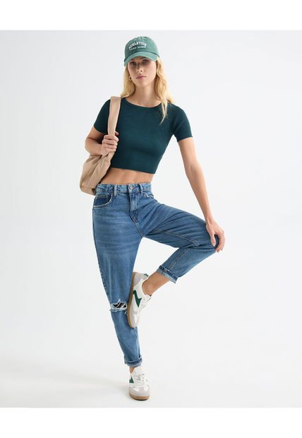 Jean Para Mujer Mom Color Azul Medio Marca Seven Seven #28160928