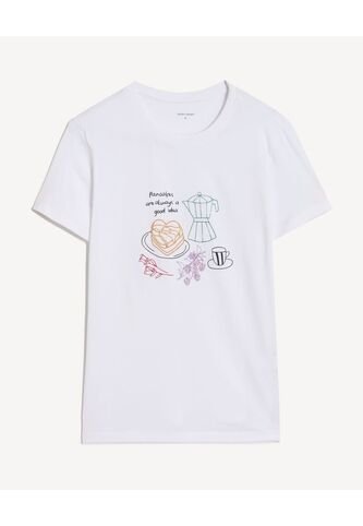 Camiseta Estampada Pancakes  Para Mujer Crudo Seven Seven Seven Seven