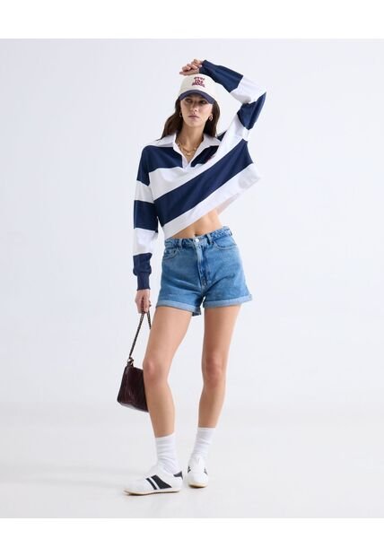 Short Mom Tono Oscuro  Para Mujer Azul Seven Seven