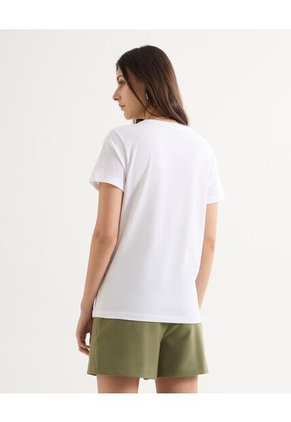 Camiseta Estampada Con Bordado  Para Mujer Crudo Seven Seven