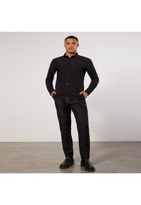 Camisa Cuello Gales  Para Hombre Negro Seven Seven