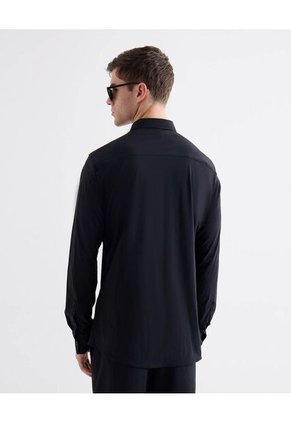 Camisa Cuello Gales  Para Hombre Negro Seven Seven