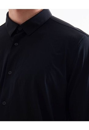 Camisa Cuello Gales  Para Hombre Negro Seven Seven