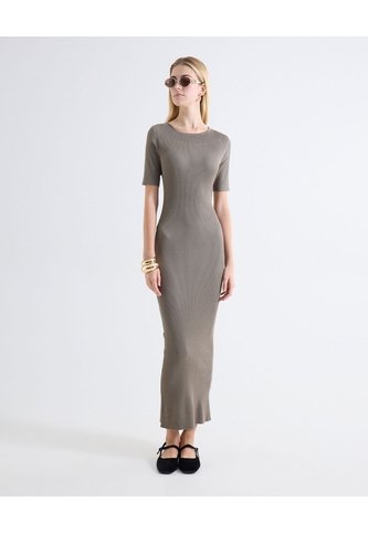 Vestido Largo Textura Punto  Para Mujer Gris Seven Seven Seven Seven