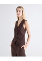 Chaleco Sastrero Abotonadura Frontal  Para Mujer Café Seven Seven de Seven Seven
