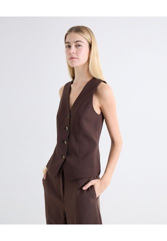 Chaleco Sastrero Abotonadura Frontal  Para Mujer Café Seven Seven Seven Seven